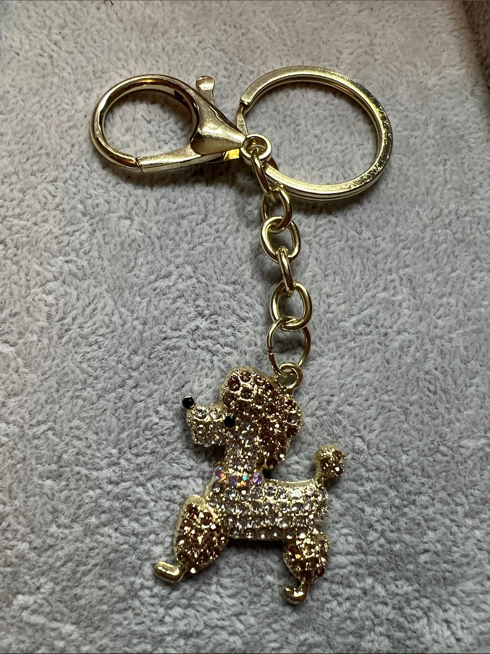 Gold Poodle Dog Charm Keychain bag charm